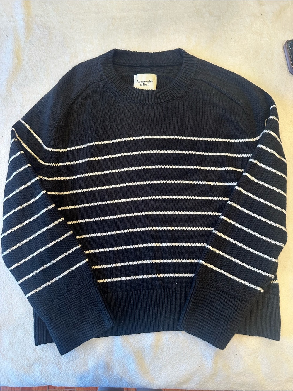 Abercrombie & Fitch Navy Stripe Crewneck Sweater